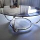 Vintage chrome coffee table / coffee table with smoked glass