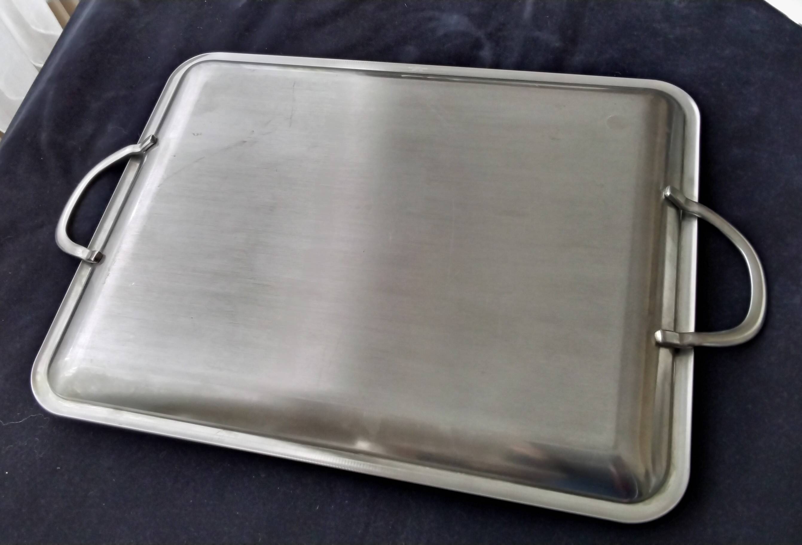 Service tray Létang and Rémy in satin stainless steel 35 x 45 cm