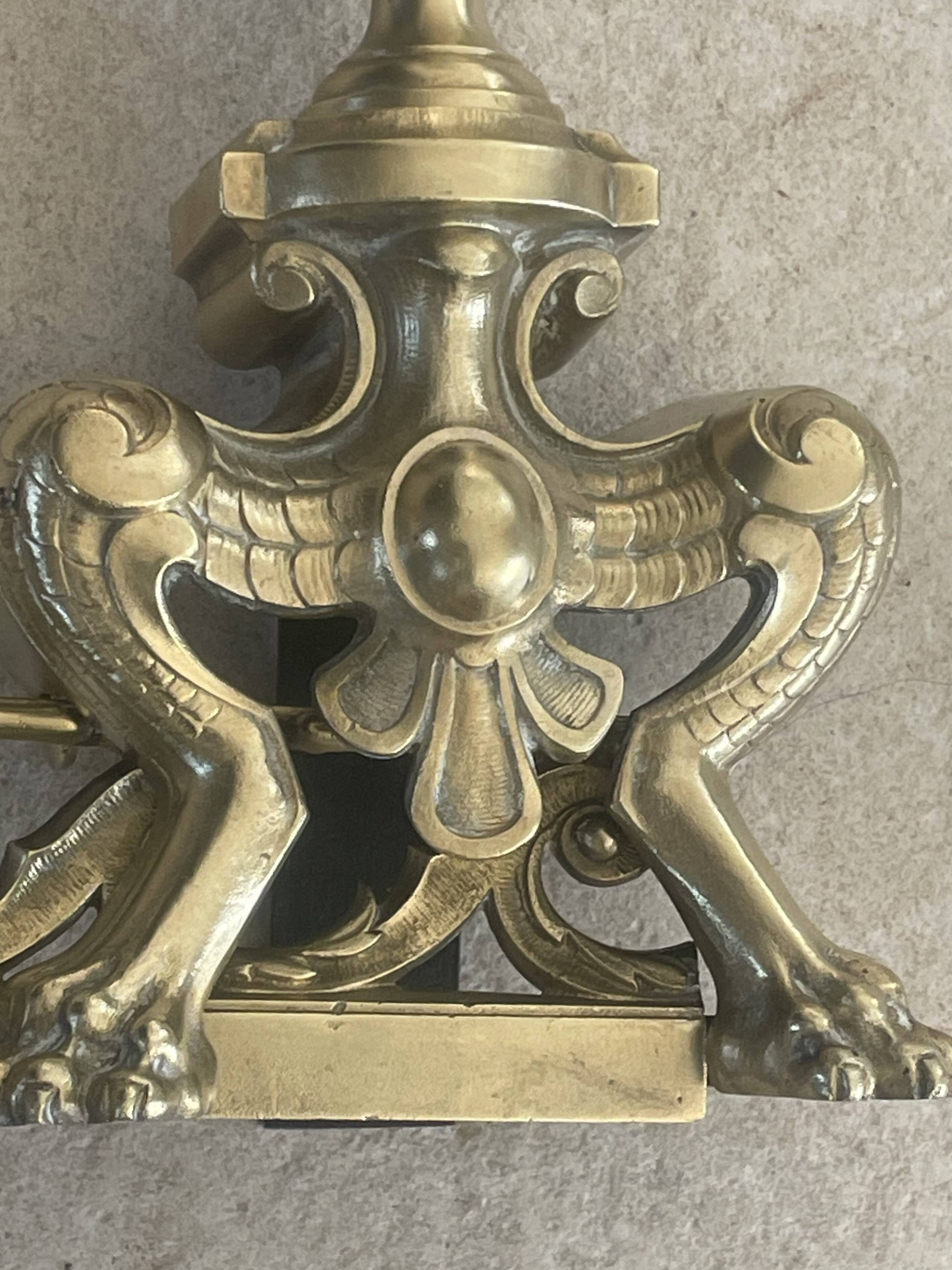 19th-century brass fireplace threshold bar