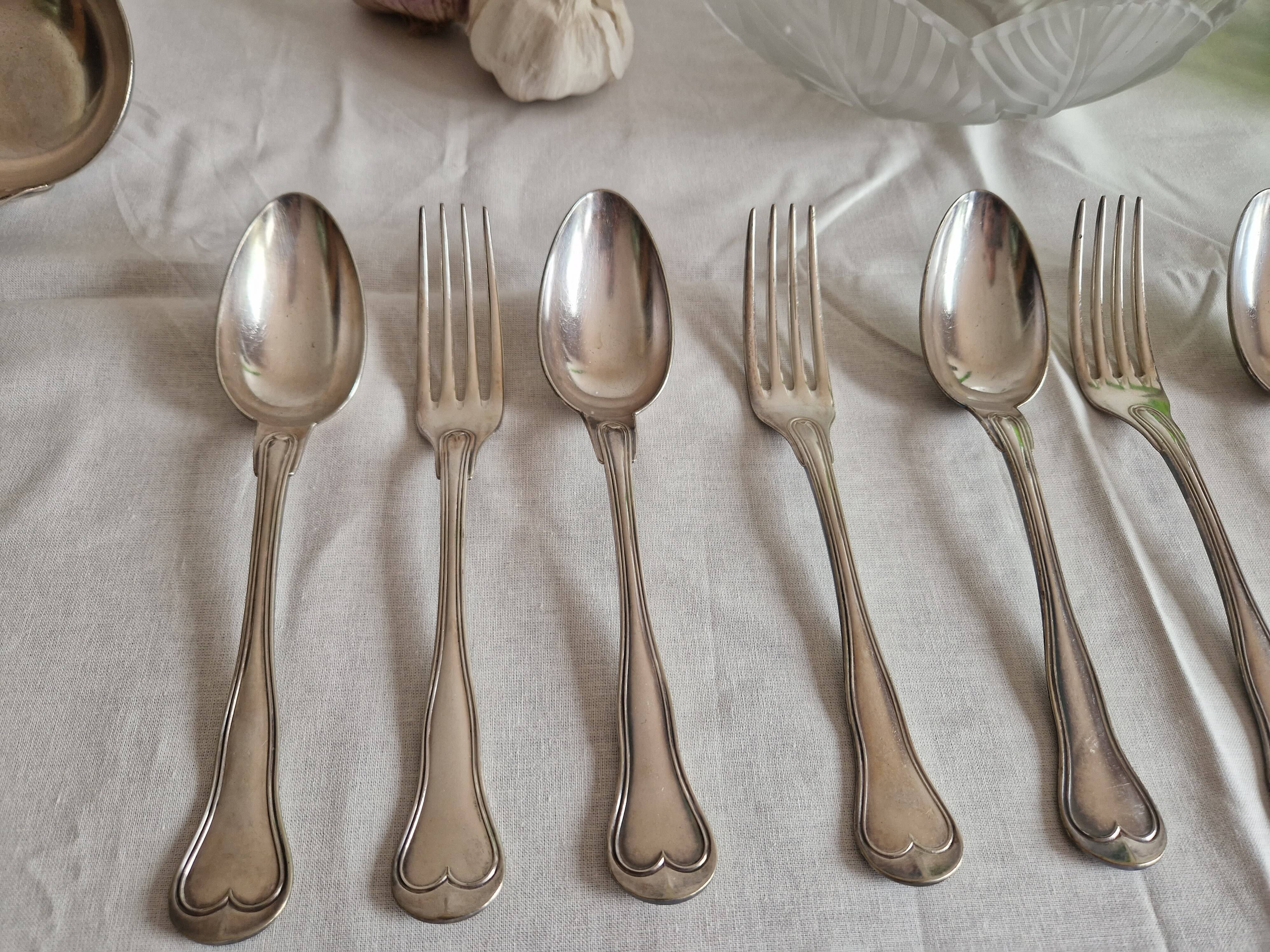 Cutlery set of 13 pieces in silver metal by Christofle