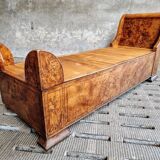 Antique chaise longue daybed Empire style walnut