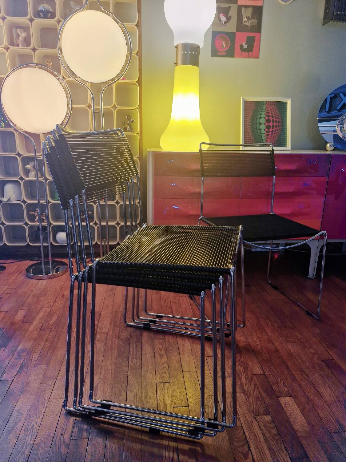 Set of 5 spaghetti chairs by giandomenico belotti for alias vintage 1980