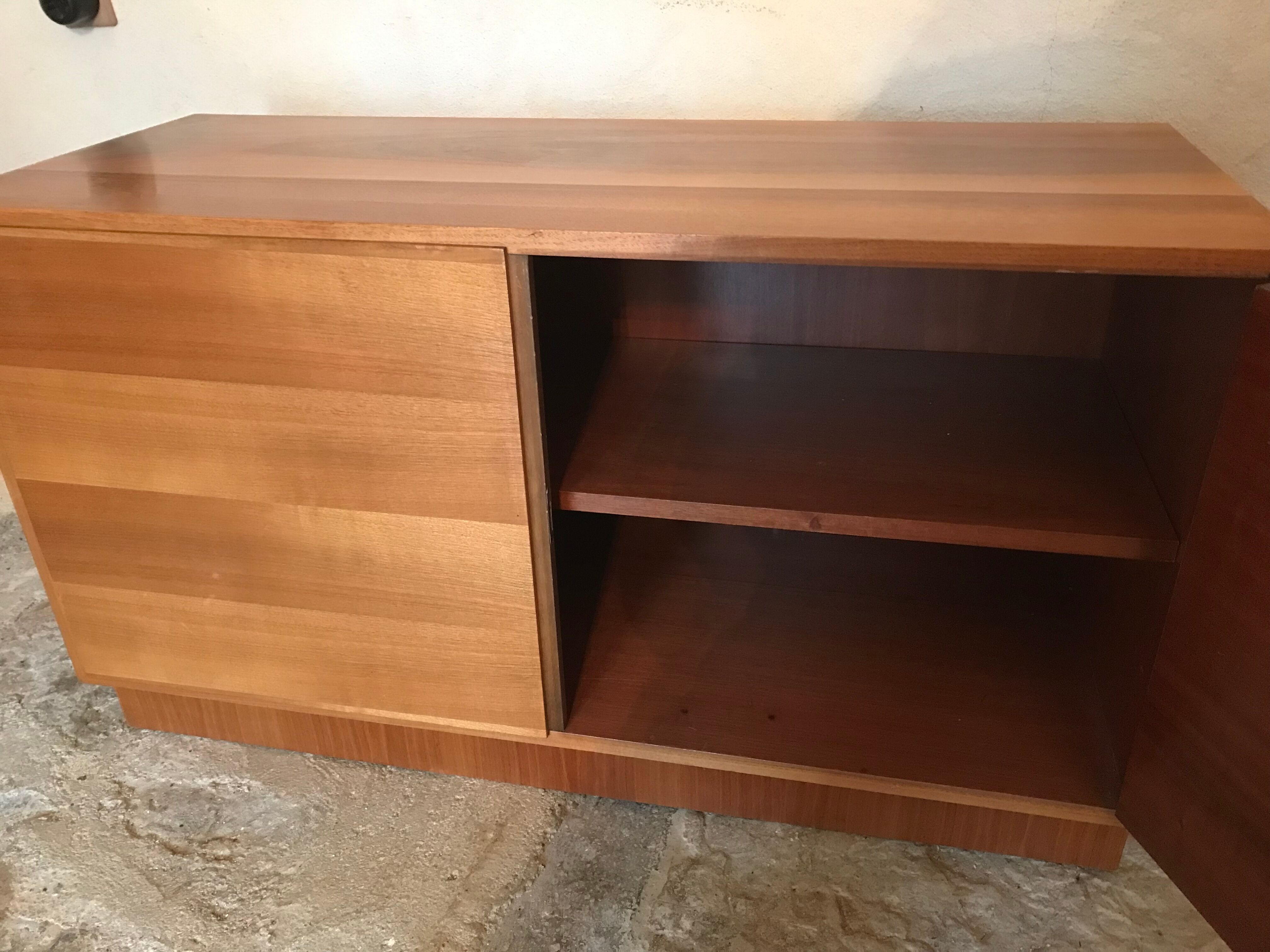 Buffet box storage cabinet vintage 1960-80 blond walnut