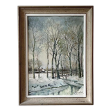 Winter atmosphere by Robert Germain - Oil on cardboard