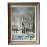 Winter atmosphere by Robert Germain - Oil on cardboard