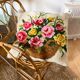 Antique square handmade crochet cushion with floral decoration c