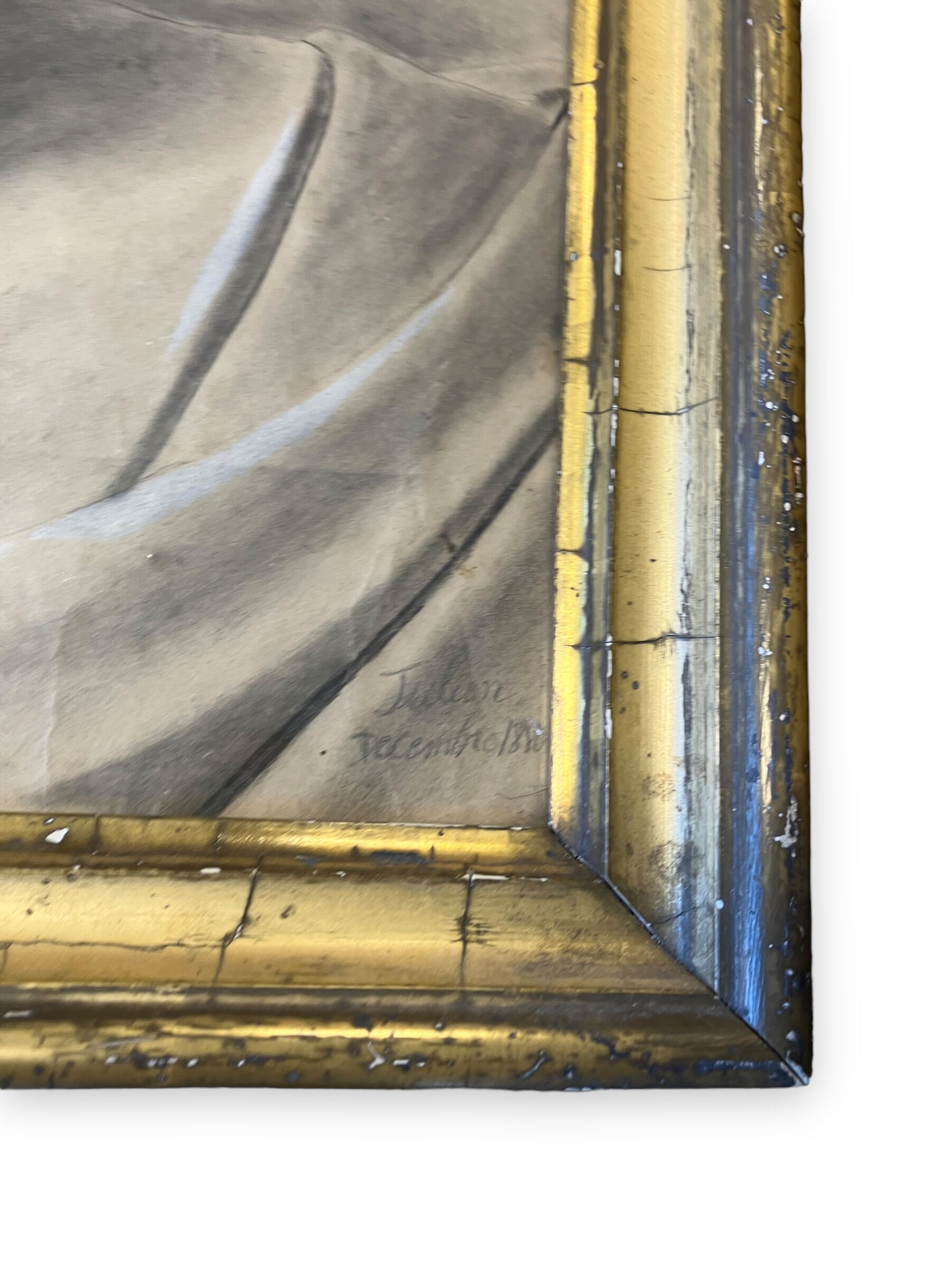 Profile of woman with drapery drawing nineteenth signed julien