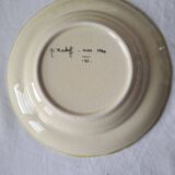 Soup plates with Moustiers de Longchamp decor, AL. Mark signature, 80s