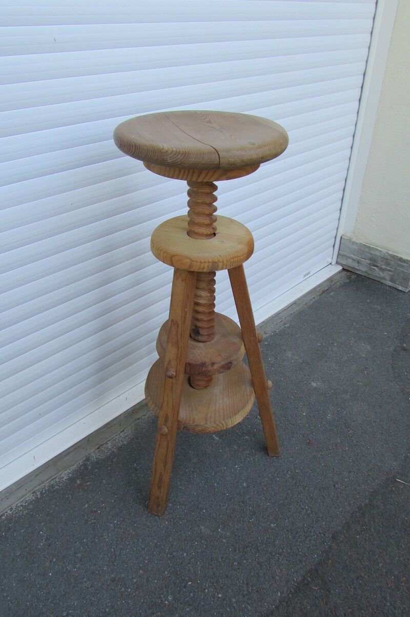 Pine industrial architect's tripod stool