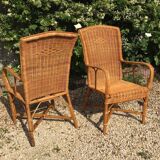 Pair of rattan armchairs