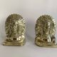 Indian chief bookends in solid gilded brass, 1970