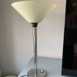 Art deco white opaline chrome lamp