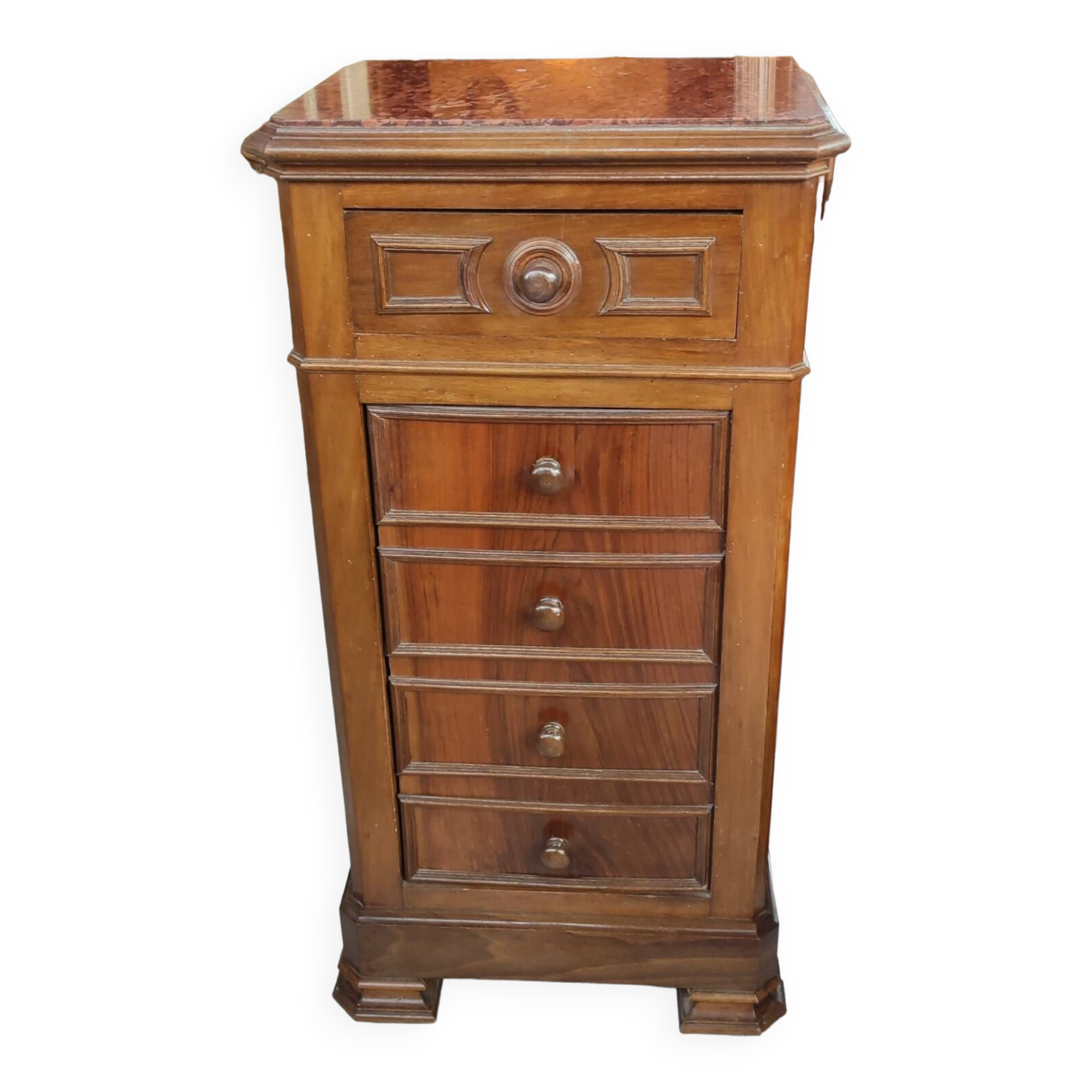 Old chiffonier bedside table red marble top 19th century