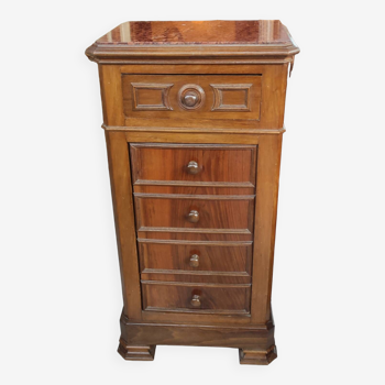 Old chiffonier bedside table red marble top 19th century