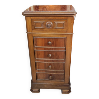 Old chiffonier bedside table red marble top 19th century