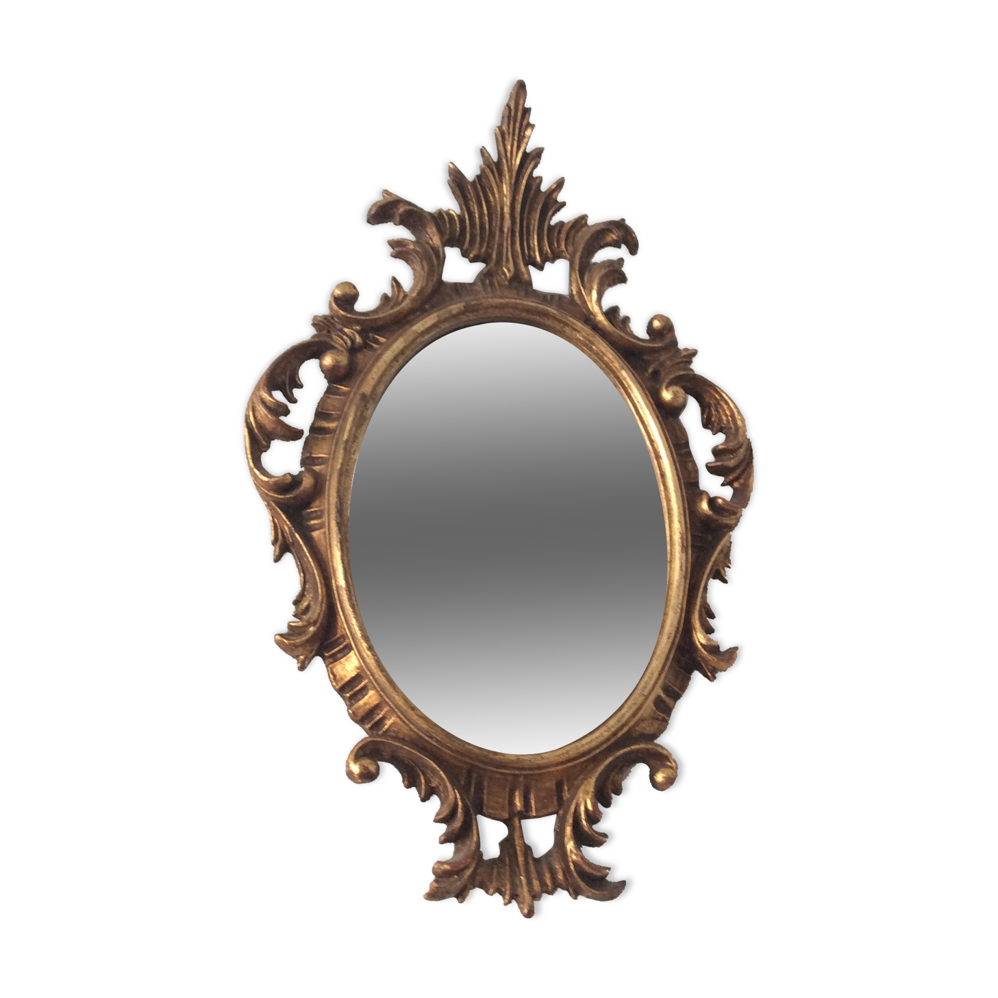 Old mirror in gilded wood 17x12cm