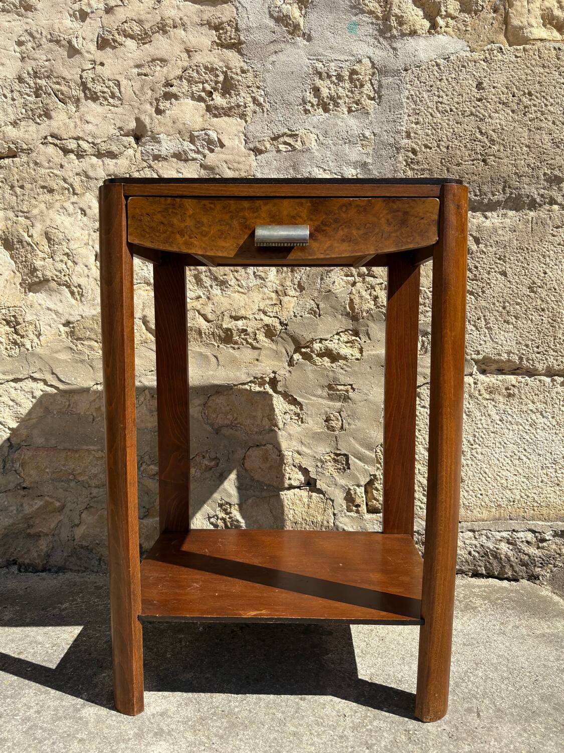 Table De Chevet En Bois Acajou Style Années 20-30 - Pièce Reconditionnée