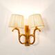 Rattan wall lamp with 2 lights and rope lampshades, 1960-1970.