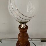Vintage lamp from the 60s and 70s in wood and opaline