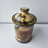 Covered stoneware ceramic pot - Signed Monogram BV (signature to be identified)