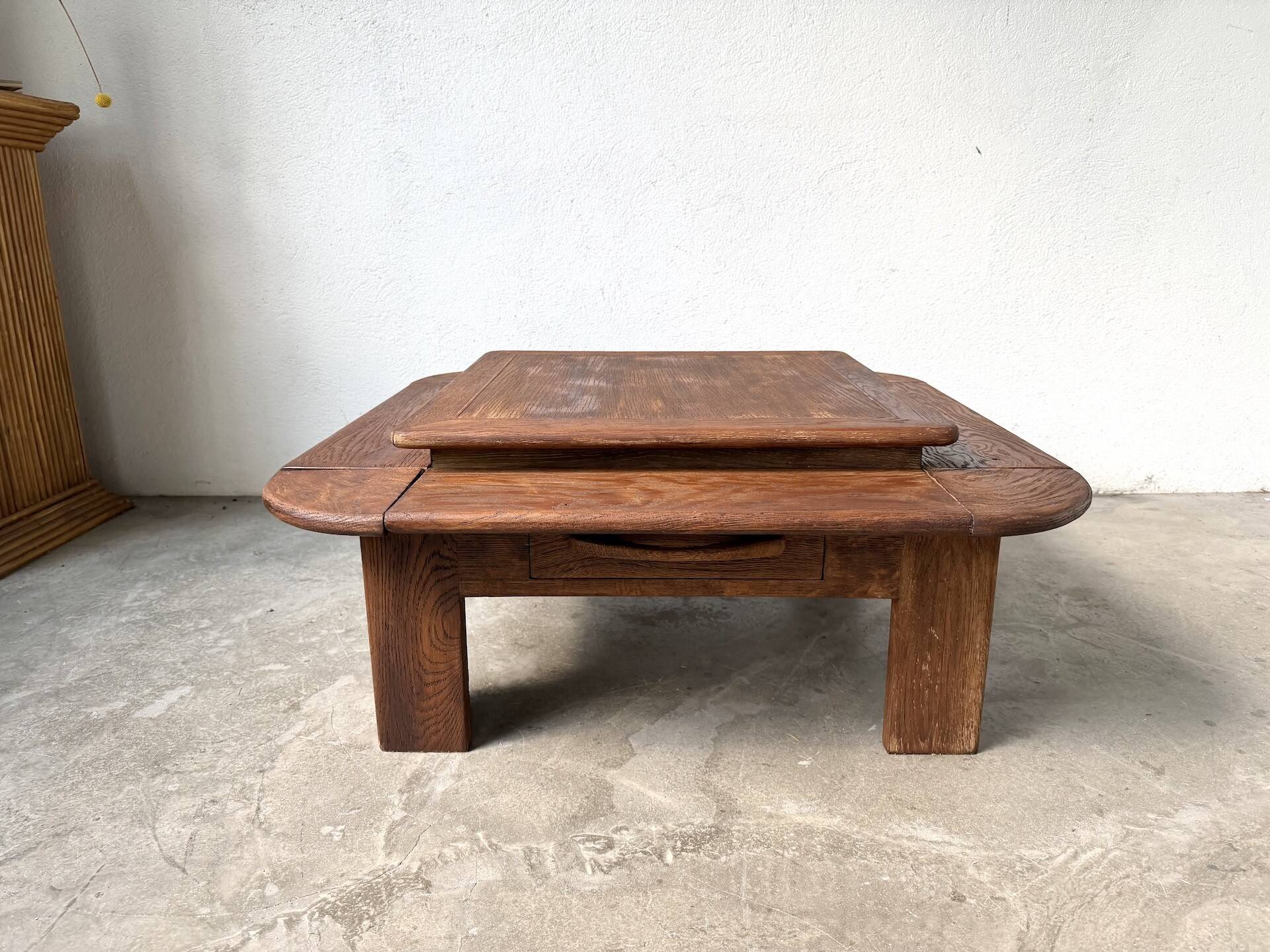 Oak coffee table with a double top