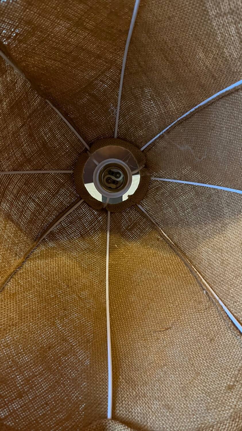 Vintage wrought iron burlap table lamp