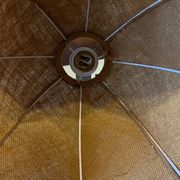 Lampe à poser fer forgé  toile de jute vintage