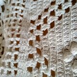 Ecru white cotton bedspread, crocheted bed throw