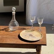Petrified wood catchall or dish, beige with a brown spot in the centre, D24-27 -377.