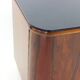 Pair of Art Deco bedside tables in walnut and black glass, Czechoslovakia.
