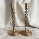 Pair of twisted brass candlesticks