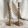 Pair of twisted brass candlesticks