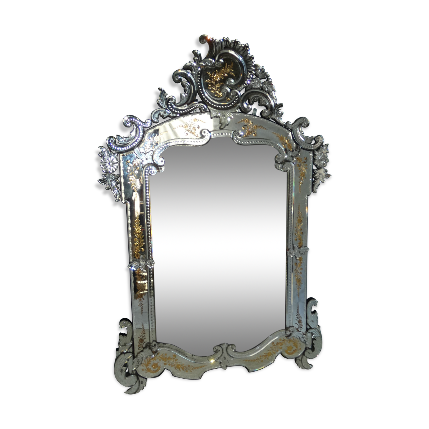 Baroque mirror murano eglomized height 166 x 110 early twentieth