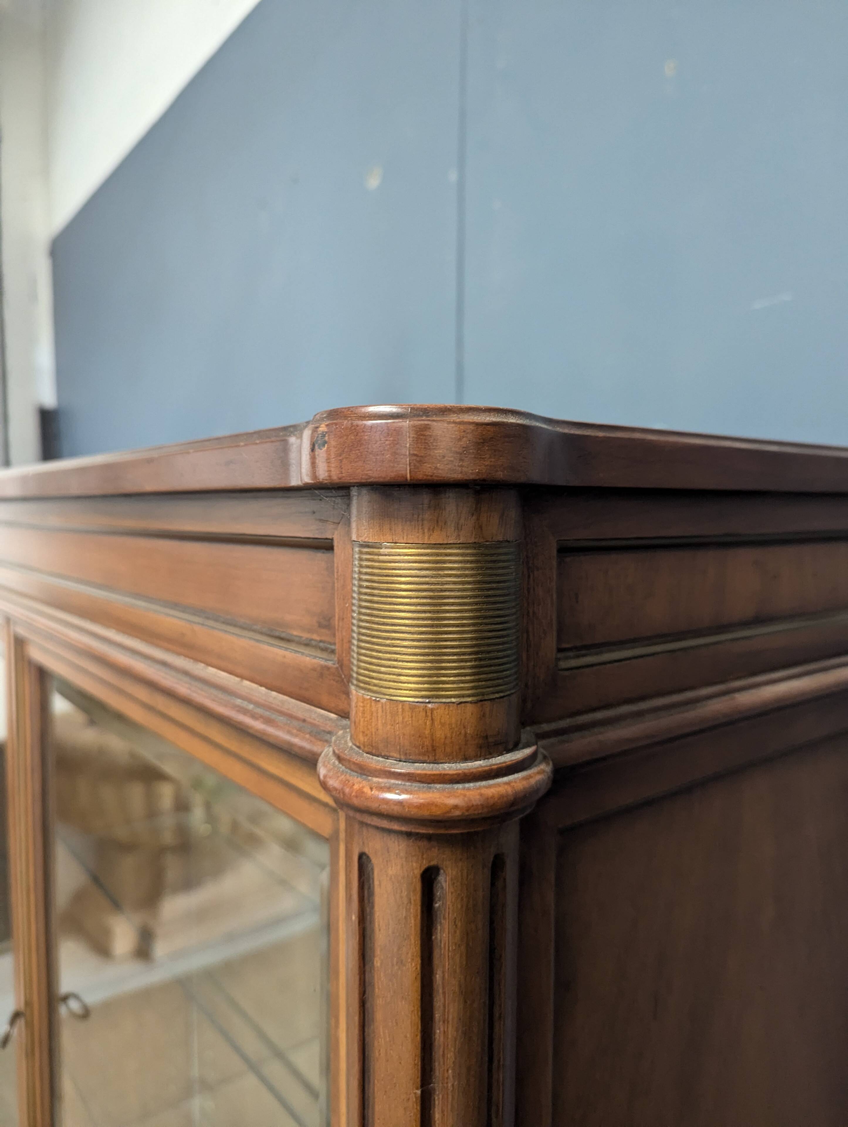 Louis XVI style cherry wood display case