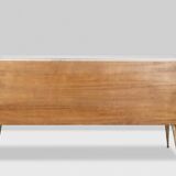 Geometric sideboard in glass and gilded brass. Contemporary Italian work.