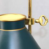 Pair of Empire style bouillotte lamps with bronze conical lampshade Lucien Gau