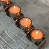 Chrome-plated metal candle holder