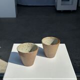 Lot de 2 tasses / mug en céramique indonésienne (mat brun)