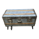 Old zinc trunk with legs, industrial console