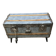 Old zinc trunk with legs, industrial console