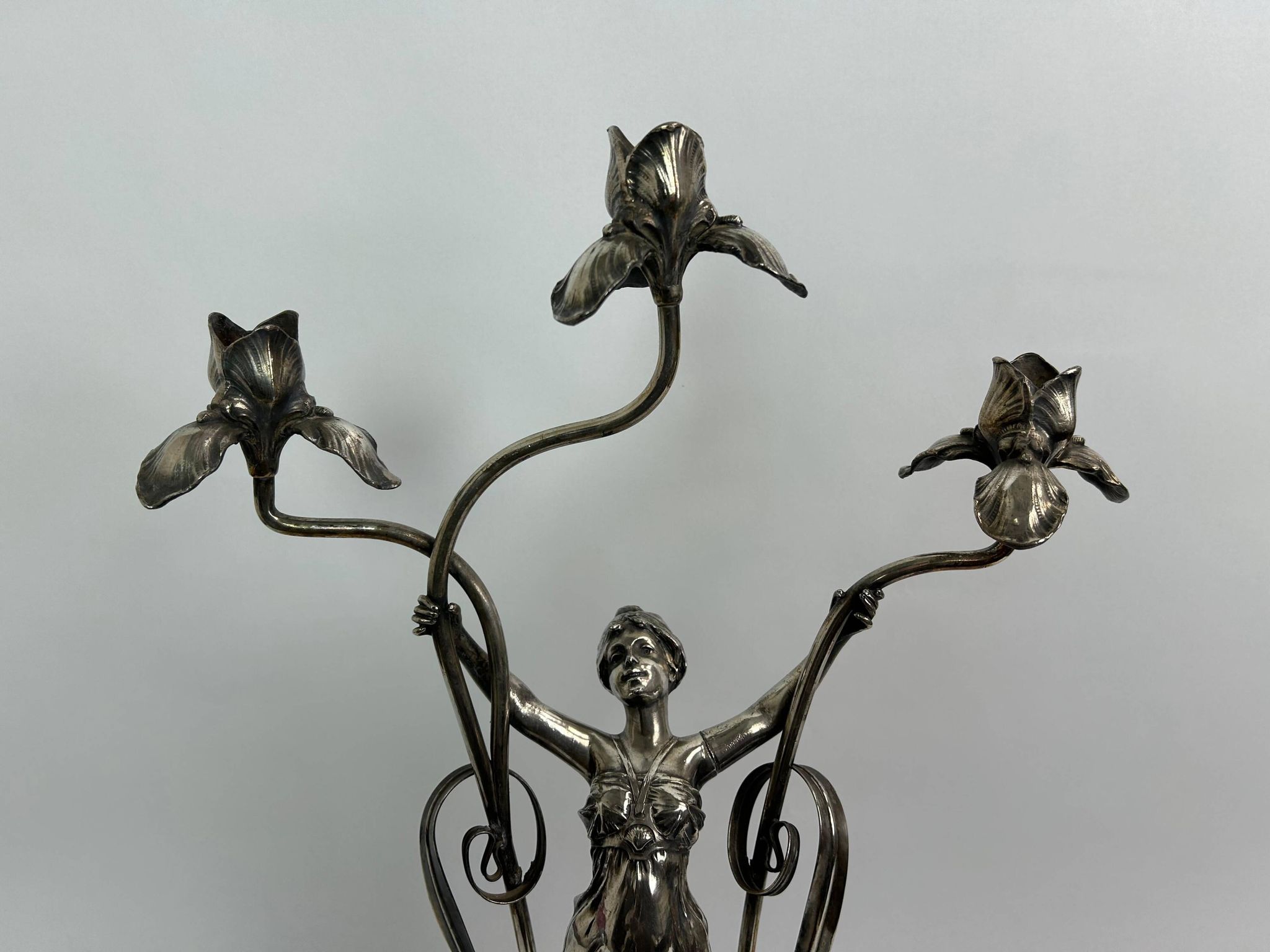 Large figurative chandelier with a femme fatale nymph.