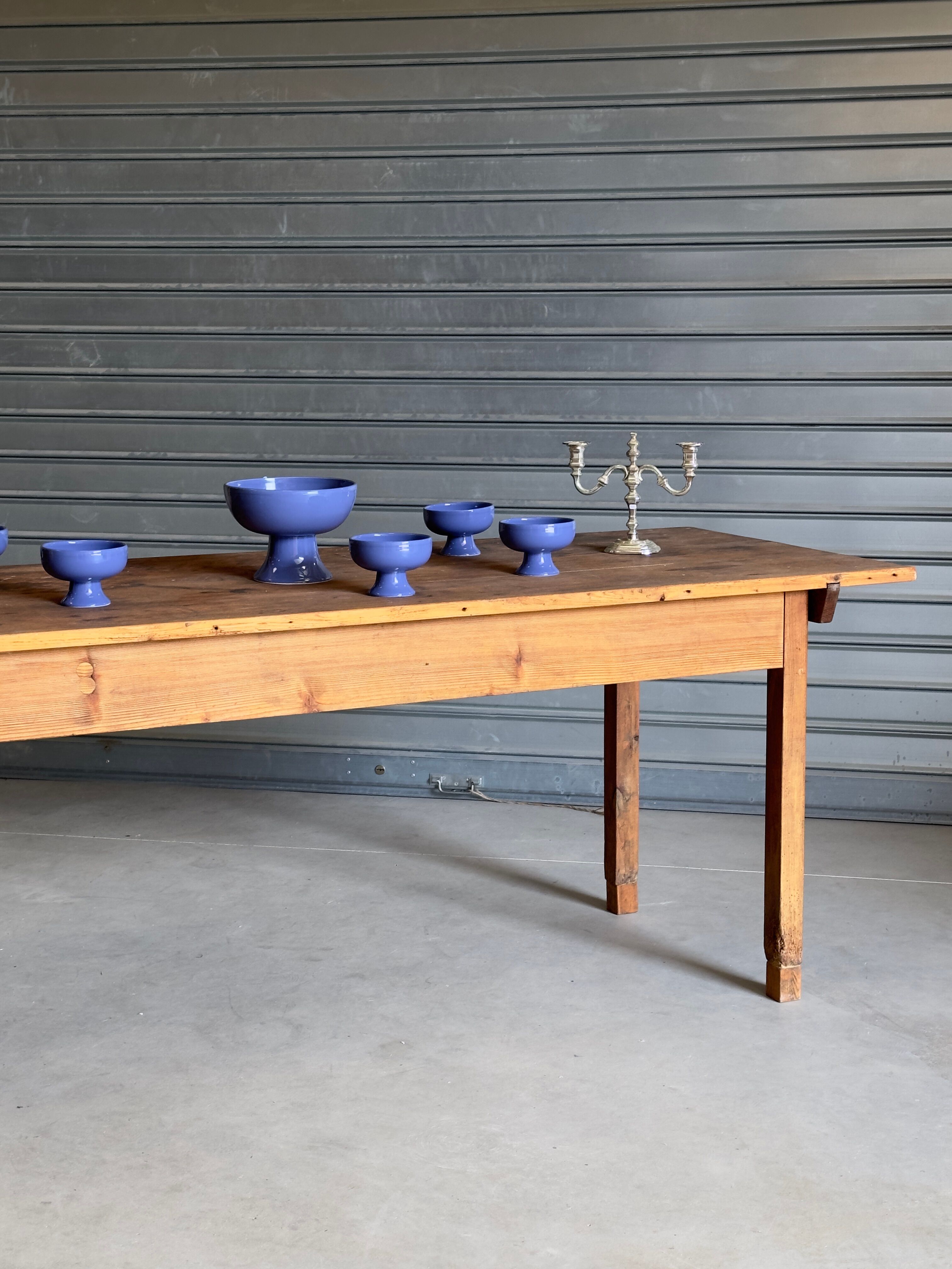 Old wooden table, farmhouse style, dining table.