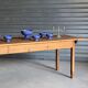 Old wooden table, farmhouse style, dining table.
