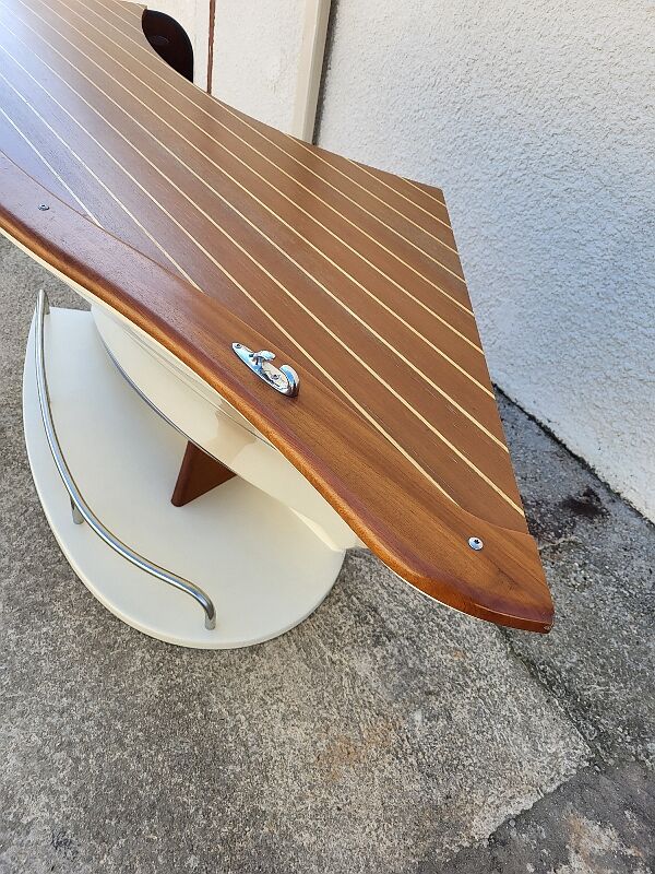 Bar or shop counter and 2 deck lina stools polyester boat hull