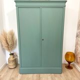Antique solid pine wardrobe, reimagined in Celadon Green.