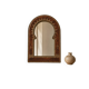 Large vintage mirror in studded leather and brass
