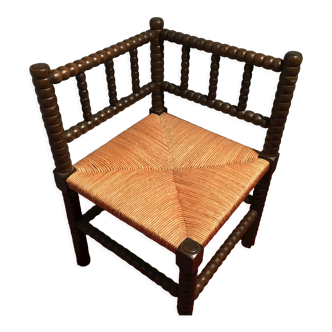 Fauteuil d’angle en paille