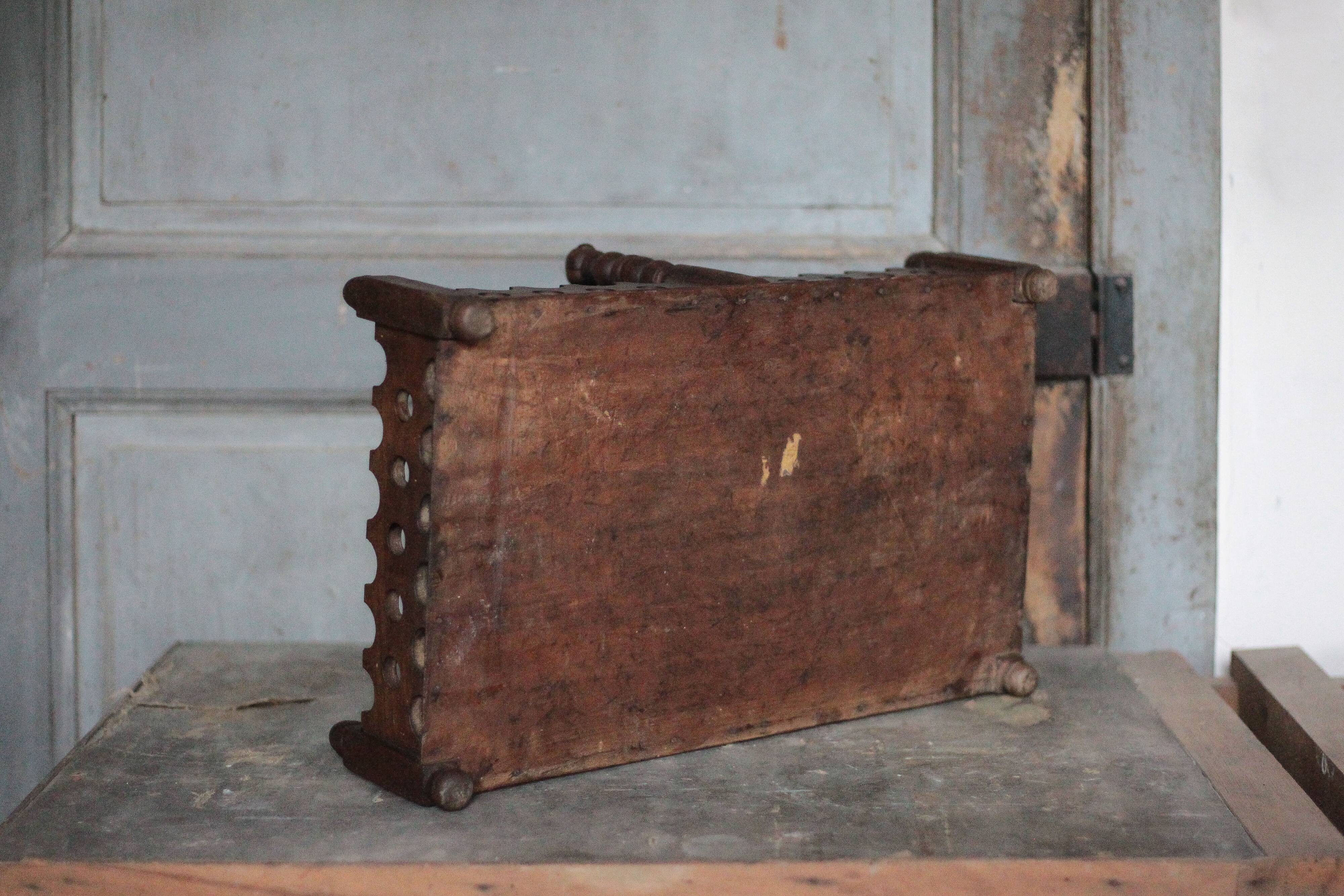 Vintage wooden basket, wooden fruit bowl, kitchen, nature, folk art