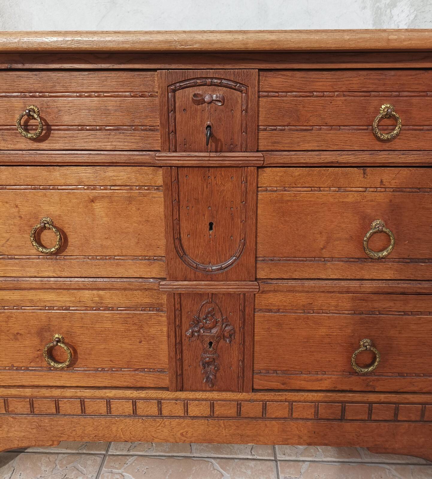 Louis XVI style oak commode