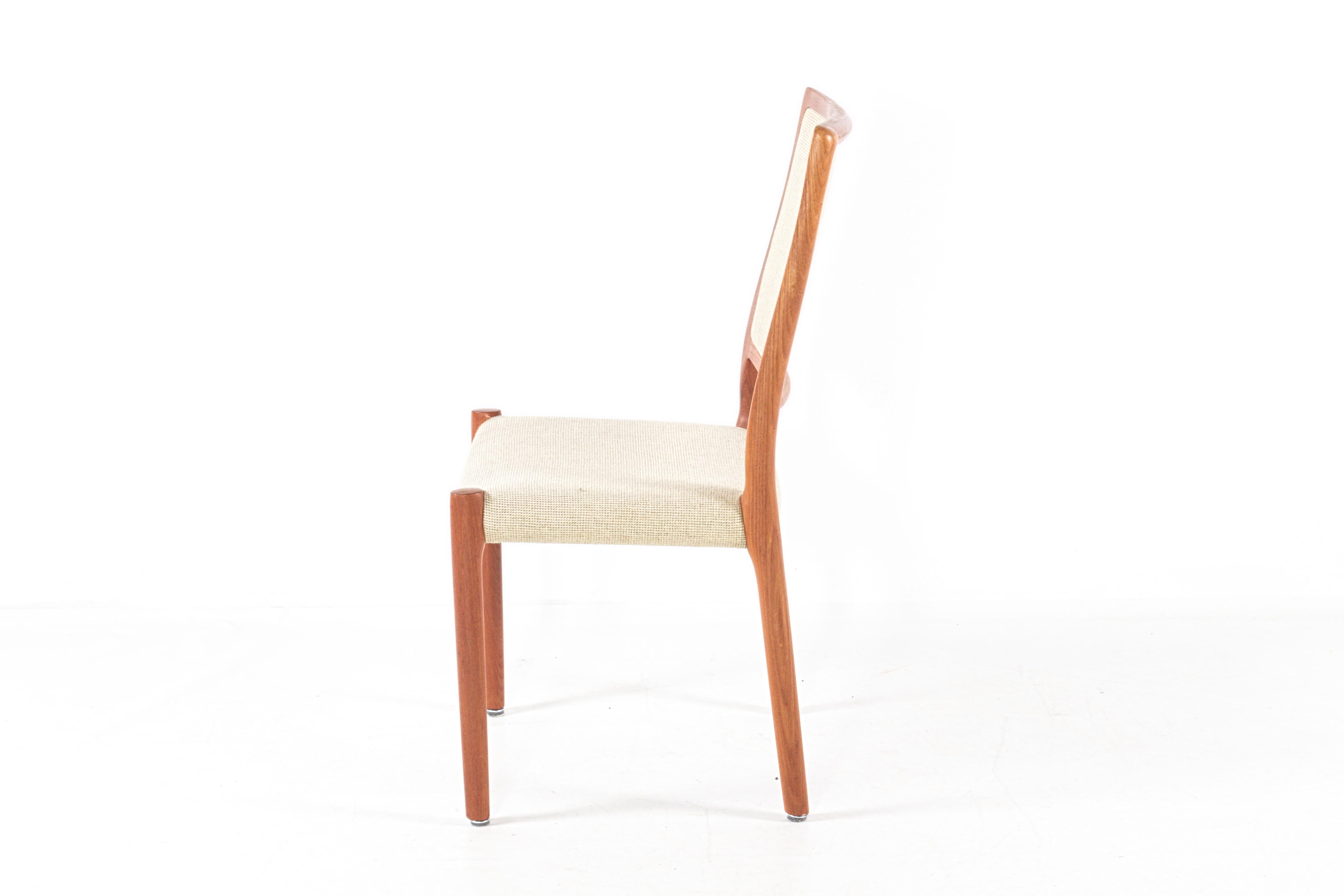 Set of four vintage chairs by Niels Otto Moller,  mid-century Denmark, teak, wool fabric, new upholstery on request